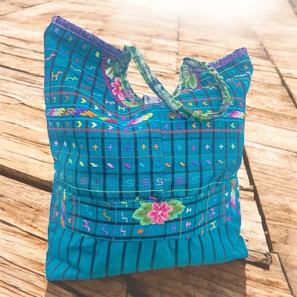 Guatemalan repurpose Huipil tote bag
